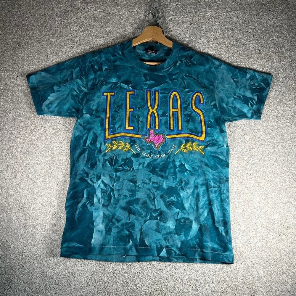 Vintage 90s Screen stars Texas tie dye single stitch tee shirt tshirt Size L